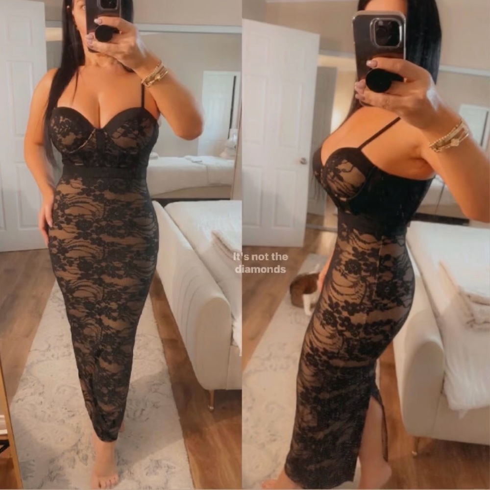 JLUXLABEL Black Lace Bustier Midi/Maxi Dress